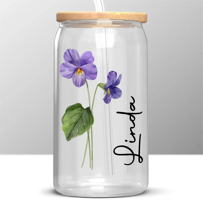 Purple Violet Flower Kindness Design - Glass Cup