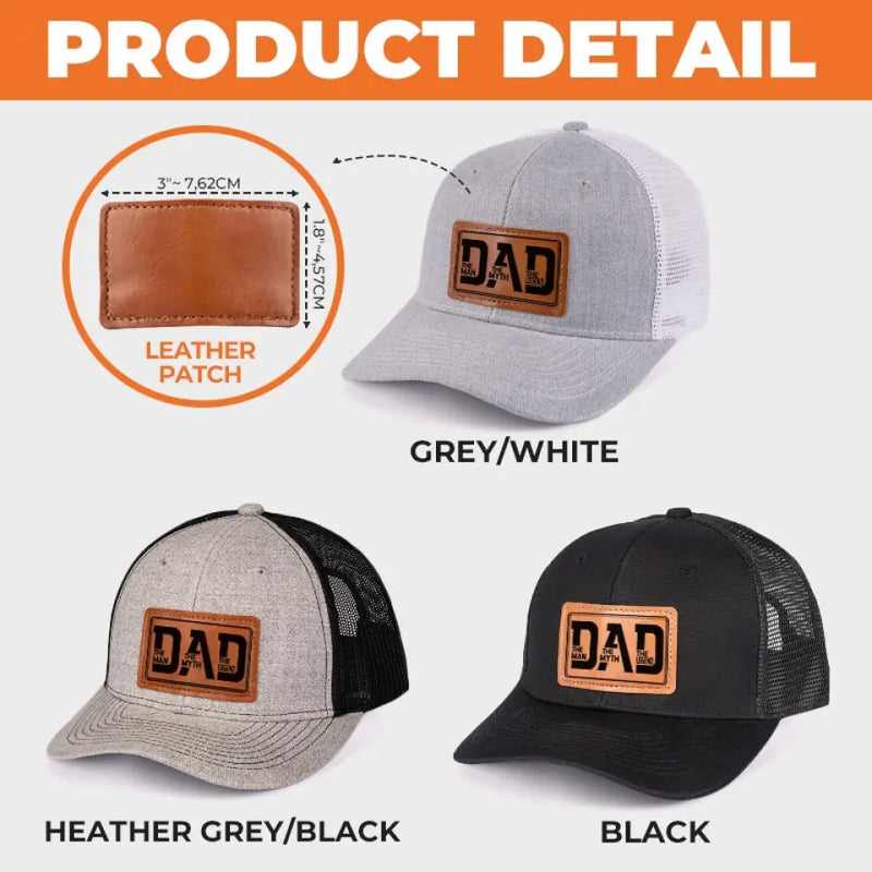 Dad The Man The Myth The Legend Gifts for Fathers - Leather Patch Hat