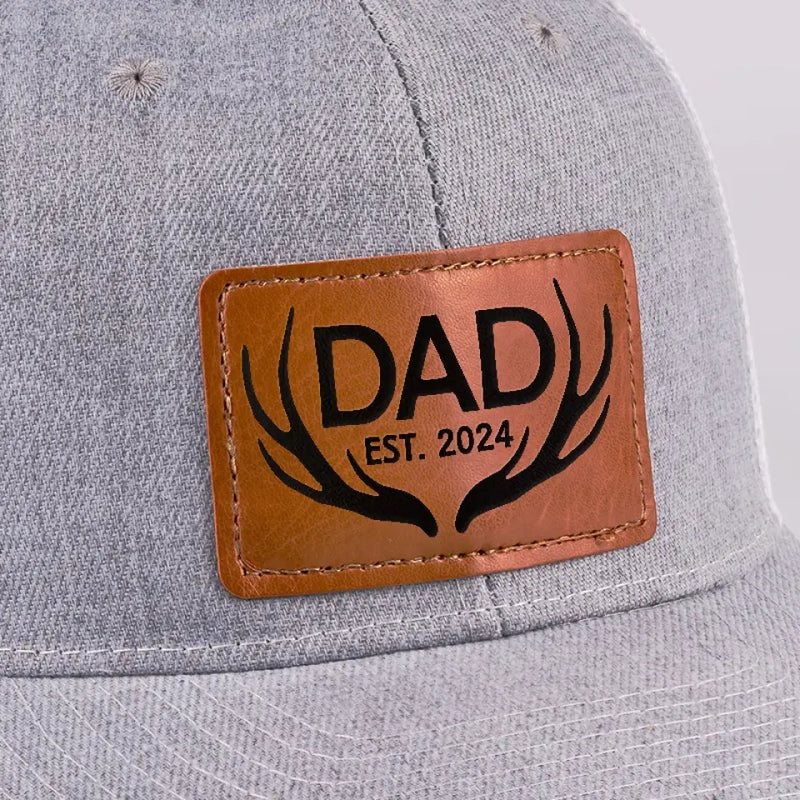Custom Dad Title and Year Gifts - Personalized Leather Patch Hat