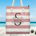 Custom Name Monogram Beach Gifts for Women - Personalized Beach Bag
