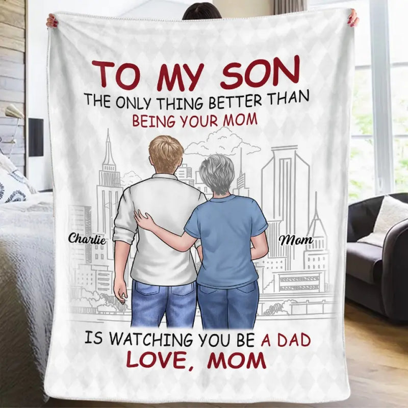 Custom Name Mom to Son Gifts for Mothers - Personalized Blanket
