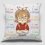 Custom Name Affirmation Gifts for Girls - Personalized Pillow