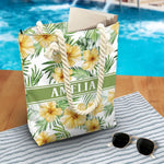 Custom Name Tropical Hibiscus Beach Gifts - Personalized Beach Bag
