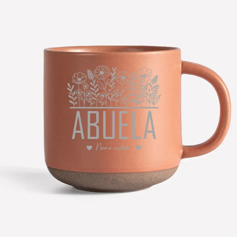 Custom Name Floral Family Gifts for Grandma - Personalized Pottery Mug