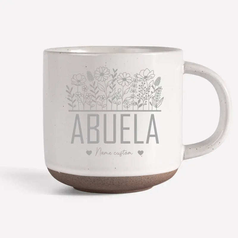 Custom Name Floral Family Gifts for Grandma - Personalized Pottery Mug