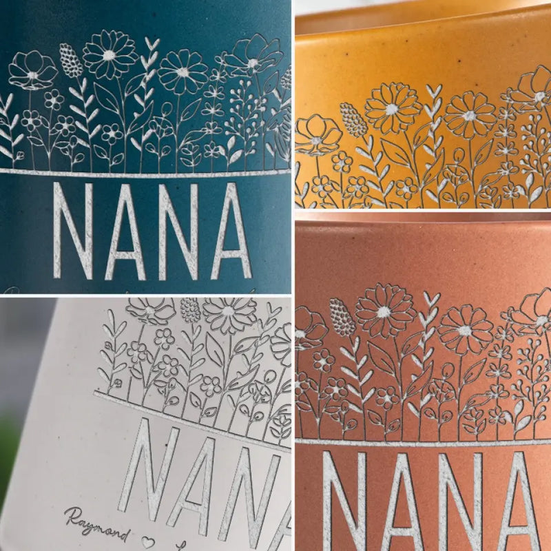 Custom Name Floral Family Gifts for Grandma - Personalized Pottery Mug