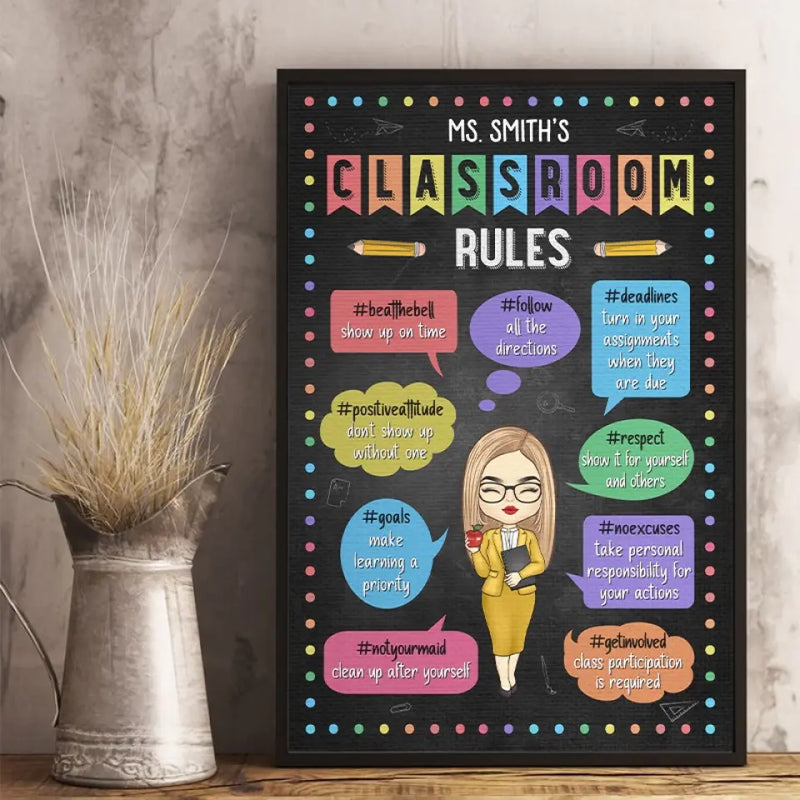 Custom Name Classroom Rules Teacher Gifts - Personalized Poster