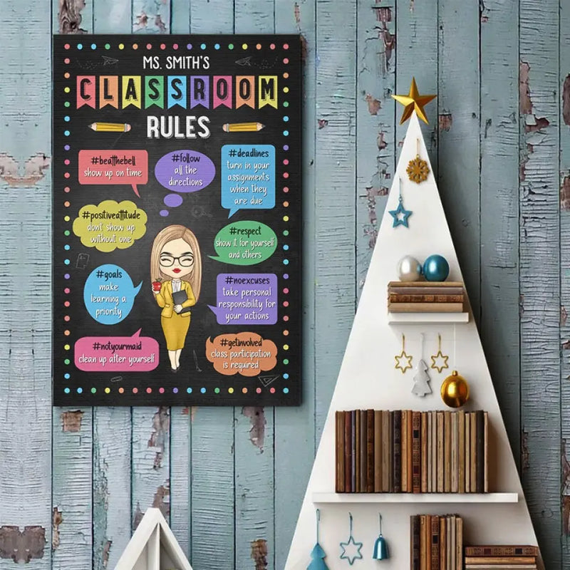 Custom Name Classroom Rules Teacher Gifts - Personalized Poster
