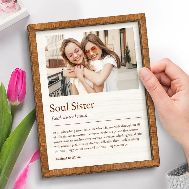 Custom Photo Soul Sister - Bestie Personalized Custom 2-Layered Wooden Plaque With Stand - Gift For Best Friends, BFF, Sisters