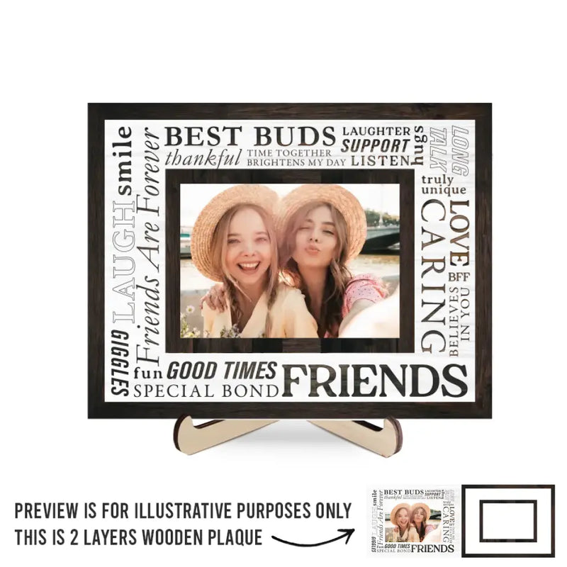 Custom Photo You Are Truly Unique To Me - Bestie Personalized Custom 2-Layered Wooden Plaque With Stand - Gift For Best Friends, BFF, Sisters