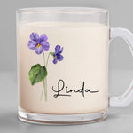 Custom Name Purple Floral Gift - Personalized Glass Mug