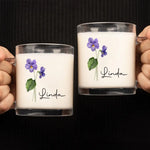 Custom Name Purple Floral Gift - Personalized Glass Mug