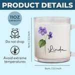 Custom Name Purple Floral Gift - Personalized Glass Mug