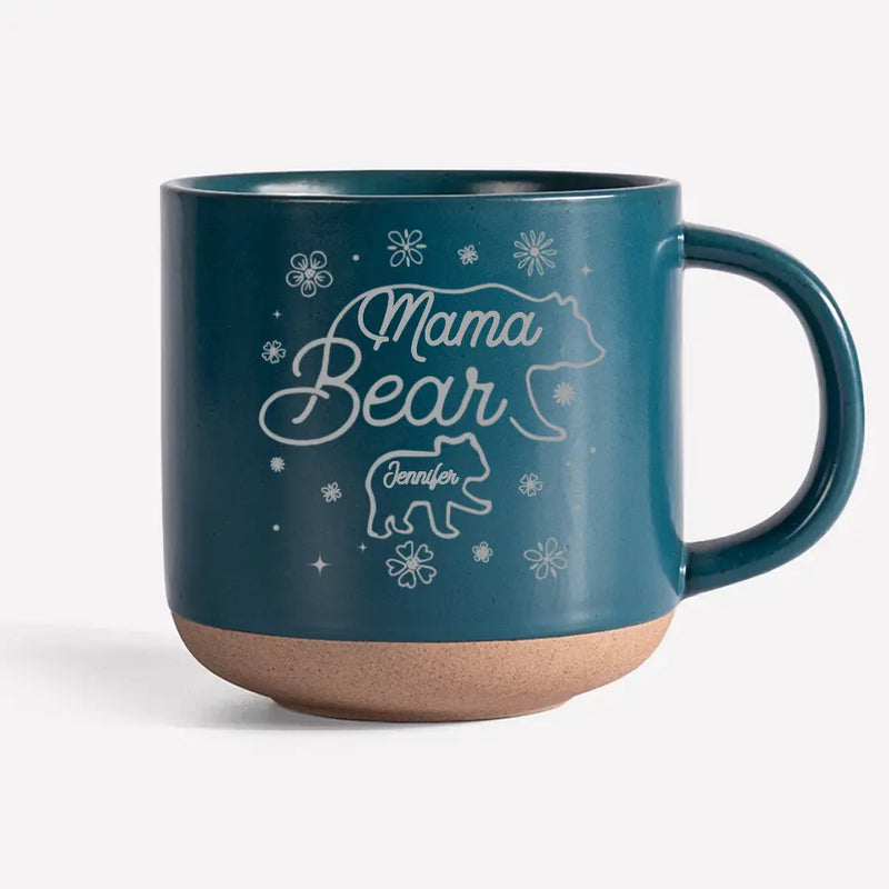 Mama Bear - Family Personalized Custom Pottery Mug - Gift For Mom, Grandma