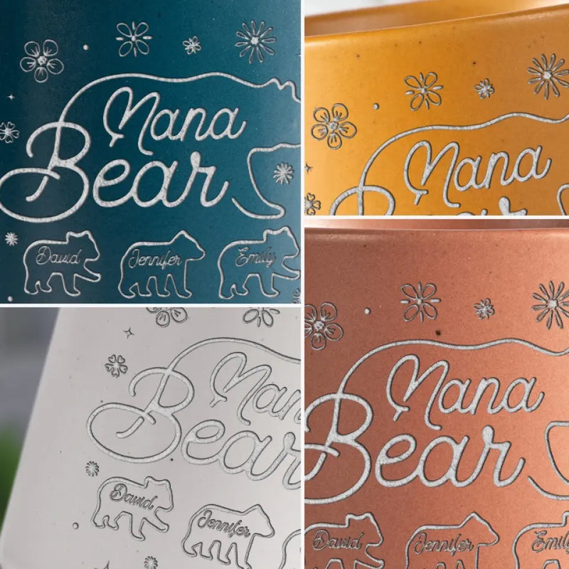 Custom Name Mama Bear Family Gifts for Mom - Personalized Pottery Mug