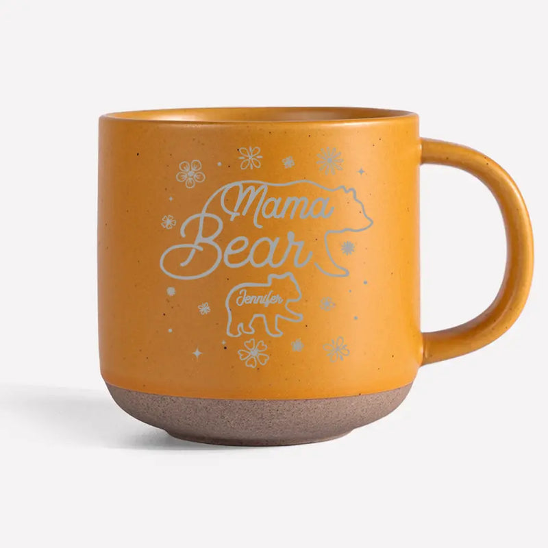 Custom Name Mama Bear Family Gifts for Mom - Personalized Pottery Mug
