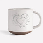 Custom Name Family Heart Gifts - Personalized Pottery Mug
