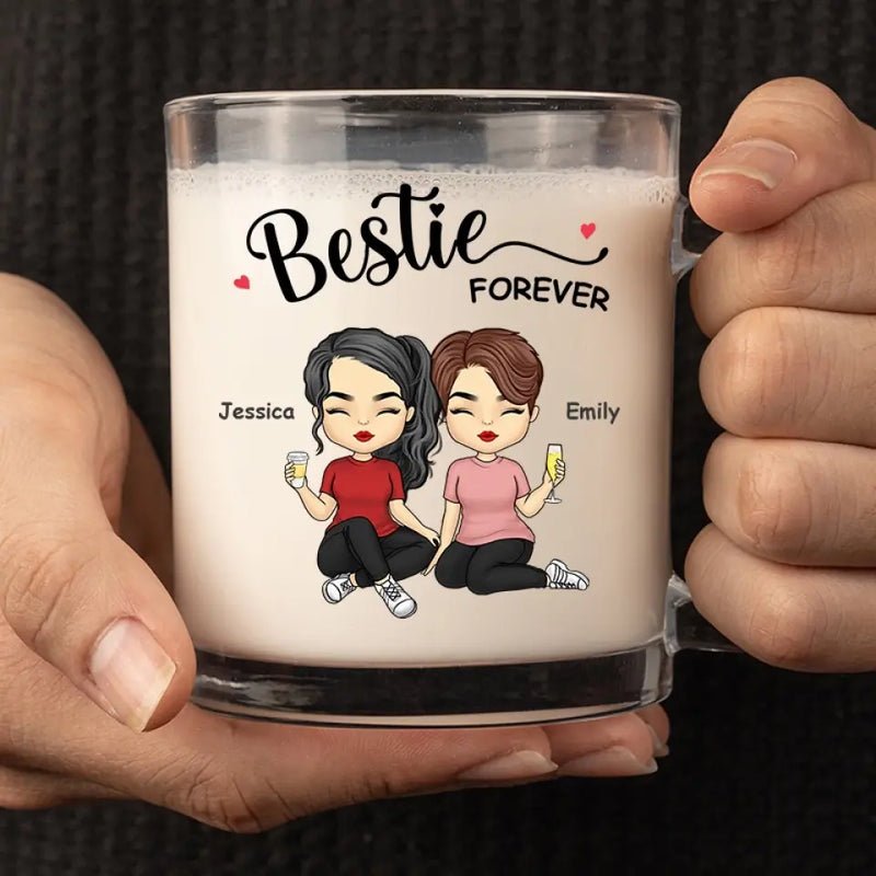 Custom Name Bestie Gifts for Friends - Personalized Glass Mug