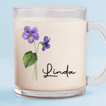 Custom Name Purple Floral Gift - Personalized Glass Mug