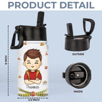 Custom Name Construction Truck Christian Gifts for Boys - Personalized Kid Water Bottle