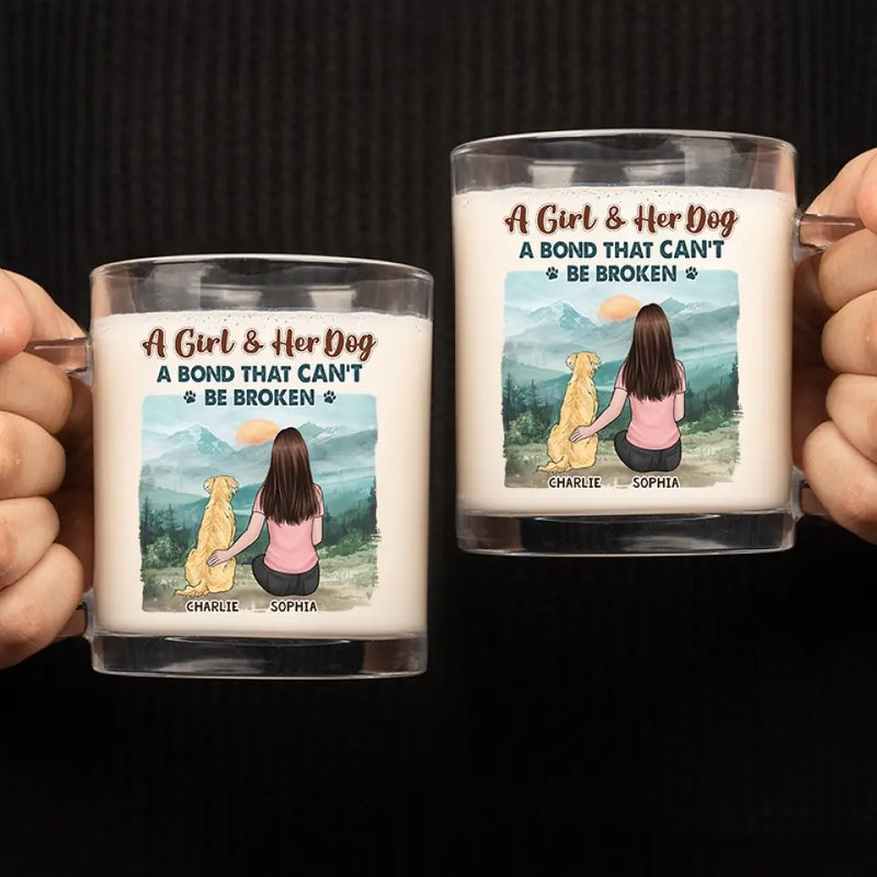 Custom Name Girl and Dog Gifts - Personalized Glass Mug