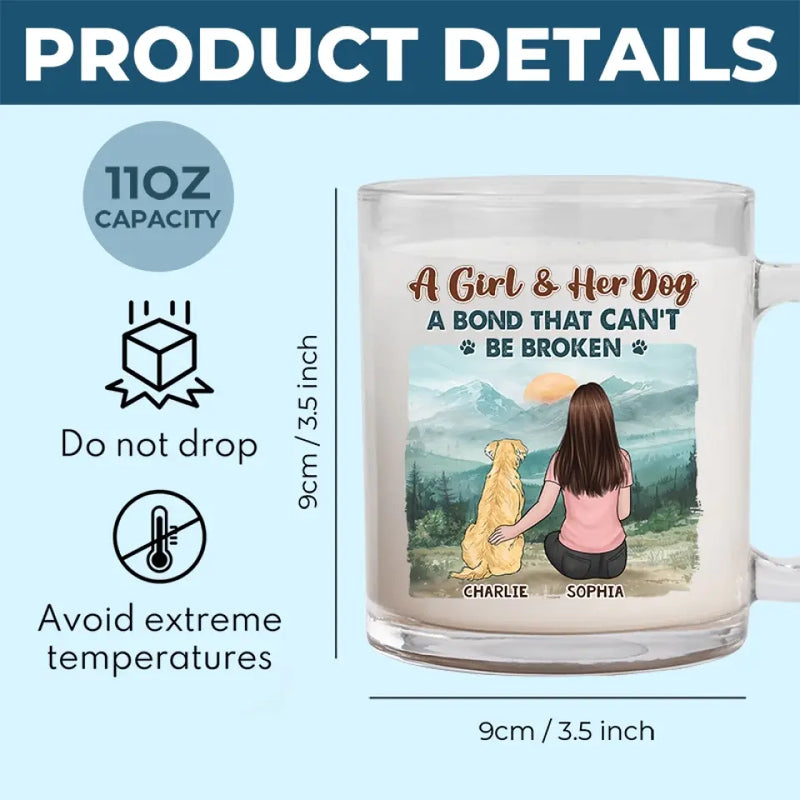 Custom Name Girl and Dog Gifts - Personalized Glass Mug