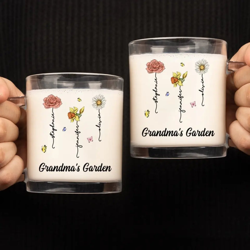 Custom Name Grandma's Garden Gifts - Personalized Glass Mug
