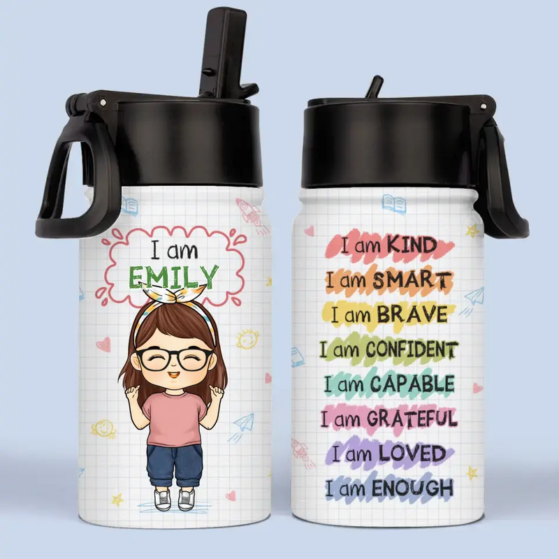 Custom Name Inspirational Boy Gifts for Kids - Personalized Kid Water Bottle
