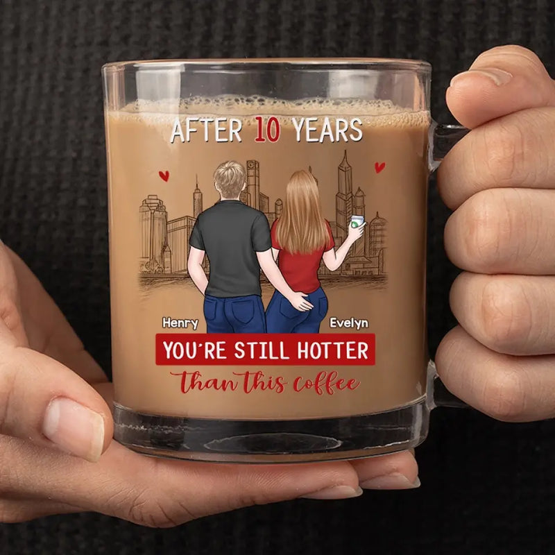 Custom Name Anniversary Couple Gifts - Personalized Glass Mug