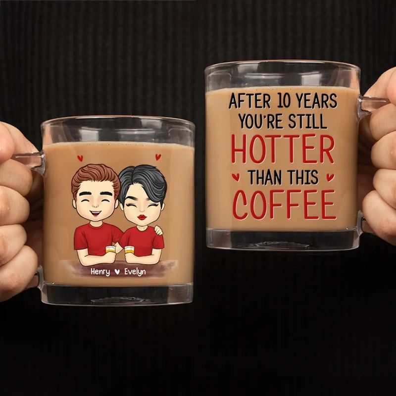Custom Name 10 Years Couple Coffee Gifts - Personalized Glass Mug