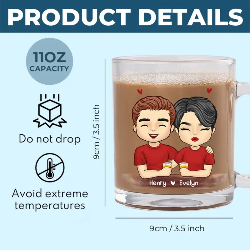 Custom Name 10 Years Couple Coffee Gifts - Personalized Glass Mug