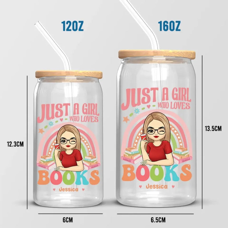 Custom Name Book Lover Gifts for Women - Personalized Glass Cup