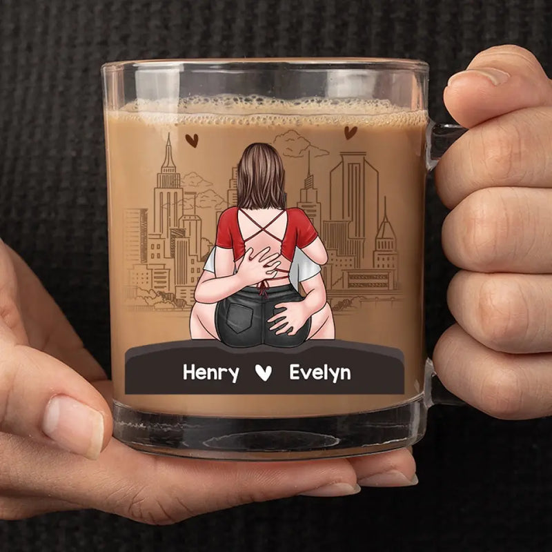 Custom Name Funny Coffee Gifts for Couples - Personalized Glass Mug