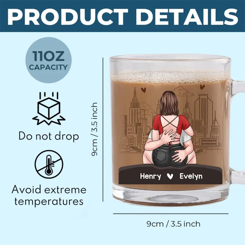 Custom Name Funny Coffee Gifts for Couples - Personalized Glass Mug