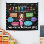 Custom Name Inclusive Classroom Welcome Decor - Personalized Tapestry