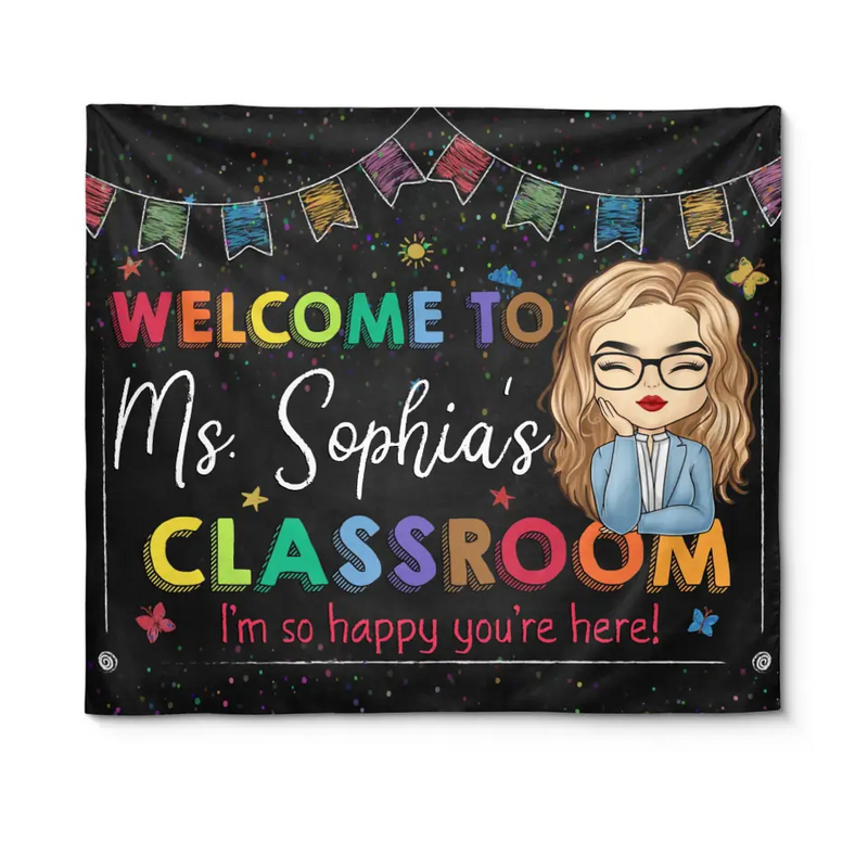 Custom Name Welcome Classroom Decor for Teachers - Personalized Tapestry