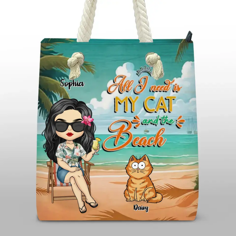 Custom Name Fur Baby Beach Gifts - Personalized Beach Bag
