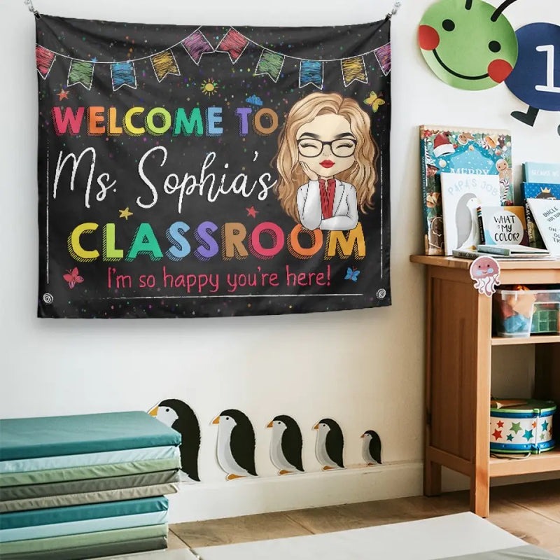 Custom Name Welcome Classroom Decor for Teachers - Personalized Tapestry