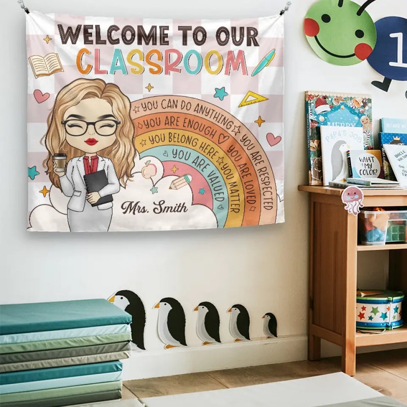Custom Name Teacher Classroom Decor - Personalized Tapestry