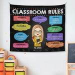 Custom Name Classroom Rules Teacher Gifts - Personalized Tapestry