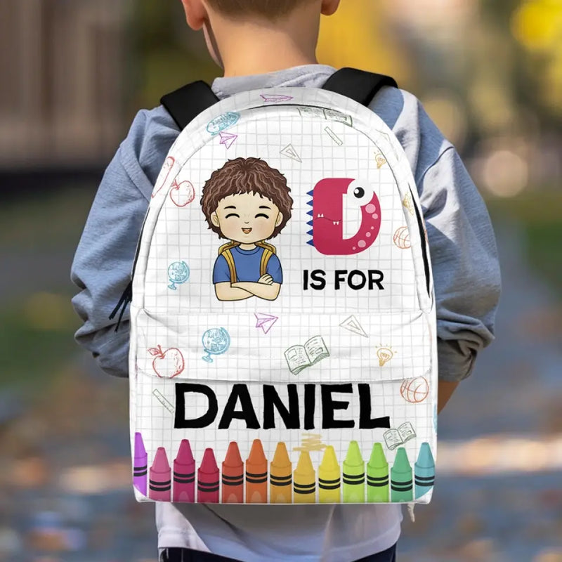 Custom Name Dinosaur Alphabet Gifts for Kids - Personalized Kid Backpack