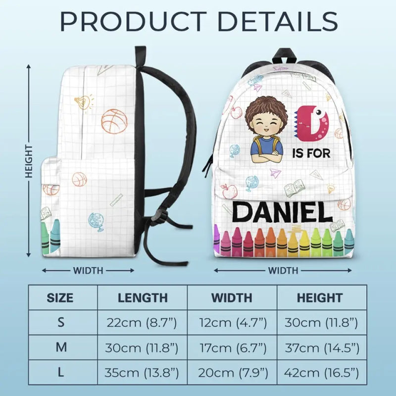 Custom Name Dinosaur Alphabet Gifts for Kids - Personalized Kid Backpack