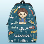 Custom Name Vehicle Gifts for Boys - Personalized Kid Backpack