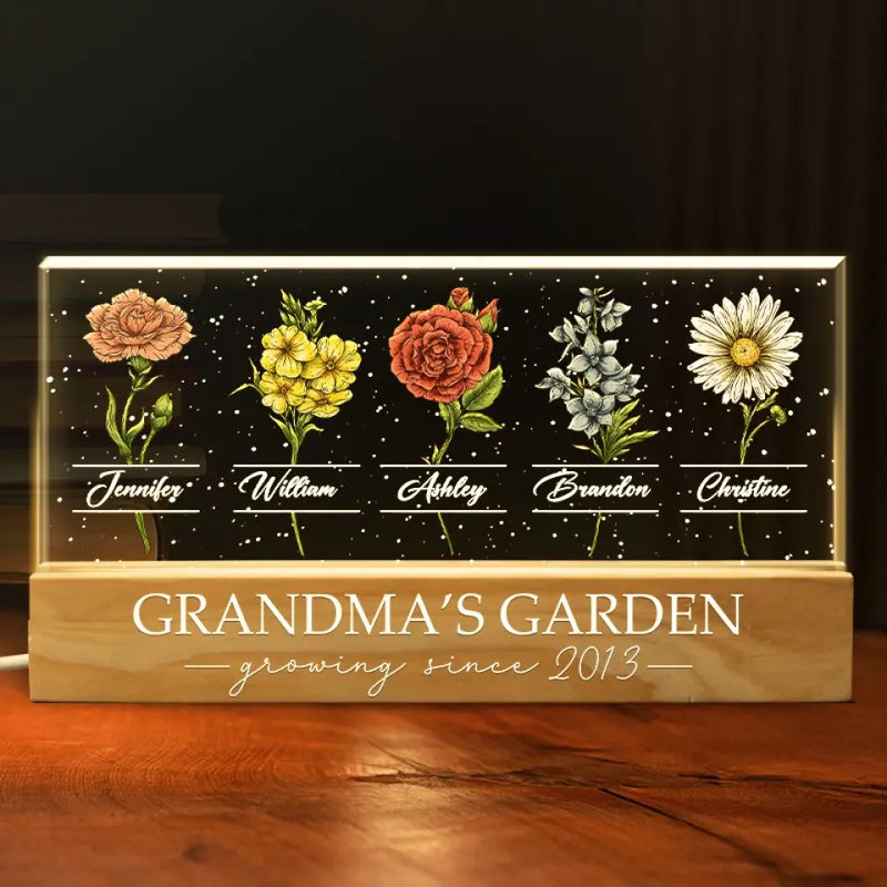 A Garden Of Love Grows - Family Personalized Custom Acrylic Letters 3D LED Night Light - Gift For Mom, Grandma