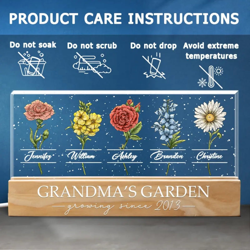 A Garden Of Love Grows - Family Personalized Custom Acrylic Letters 3D LED Night Light - Gift For Mom, Grandma