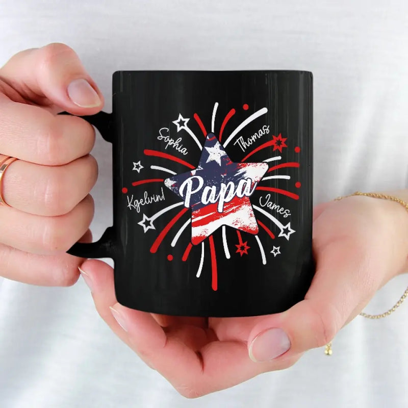 Custom Name Patriotic Papa Gifts - Personalized Mugs