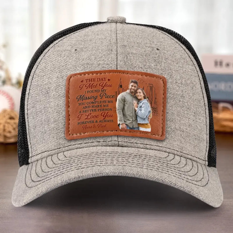 Custom Photo Romantic Couple Gifts - Personalized Leather Patch Hat