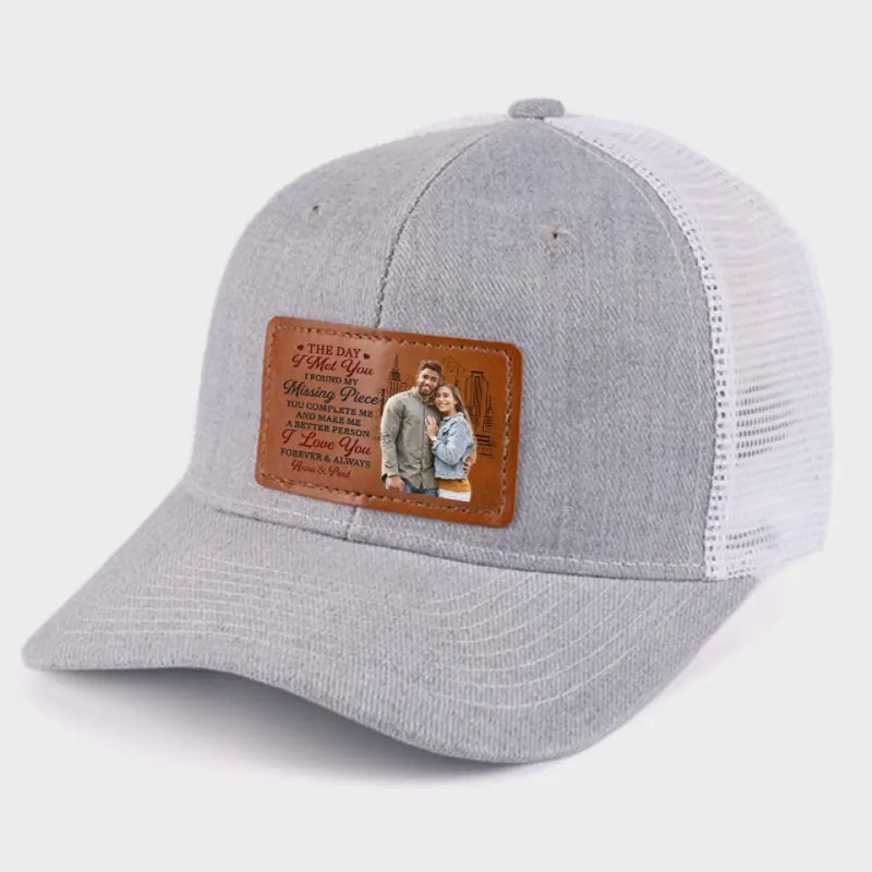 Custom Photo Romantic Couple Gifts - Personalized Leather Patch Hat