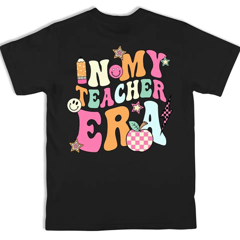 Custom Name Teacher Era Gifts for Teachers - Personalized Apparel Back And Front Printed