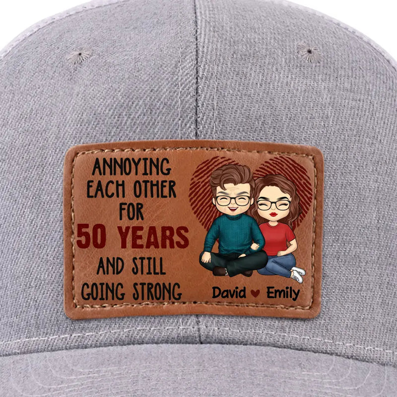 Custom Name Funny 50th Anniversary Gifts for Couples - Personalized Leather Patch Hat